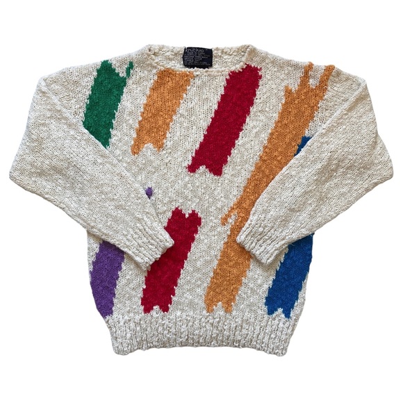 Vintage Sweaters - Vintage 80s Funky Paint Swatch Knit Sweater 🎨